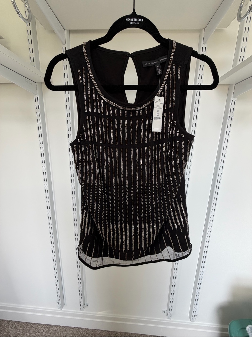 NWT White House Black Market Black Beaded Sleeveless Tank